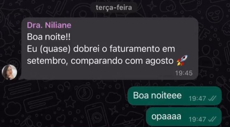 Depoimento Dra. Niliane — quase dobrou o faturamento